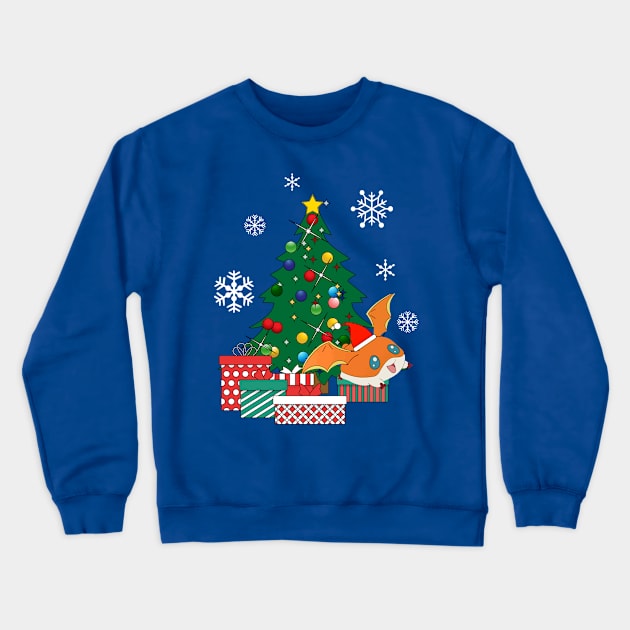 Patamon Around The Christmas Tree Digimon Crewneck Sweatshirt by Nova5